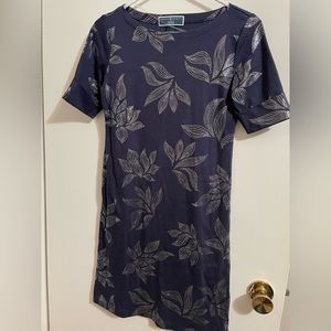 EUC Karen Scott, t-shirt dress with silver embellished floral pattern